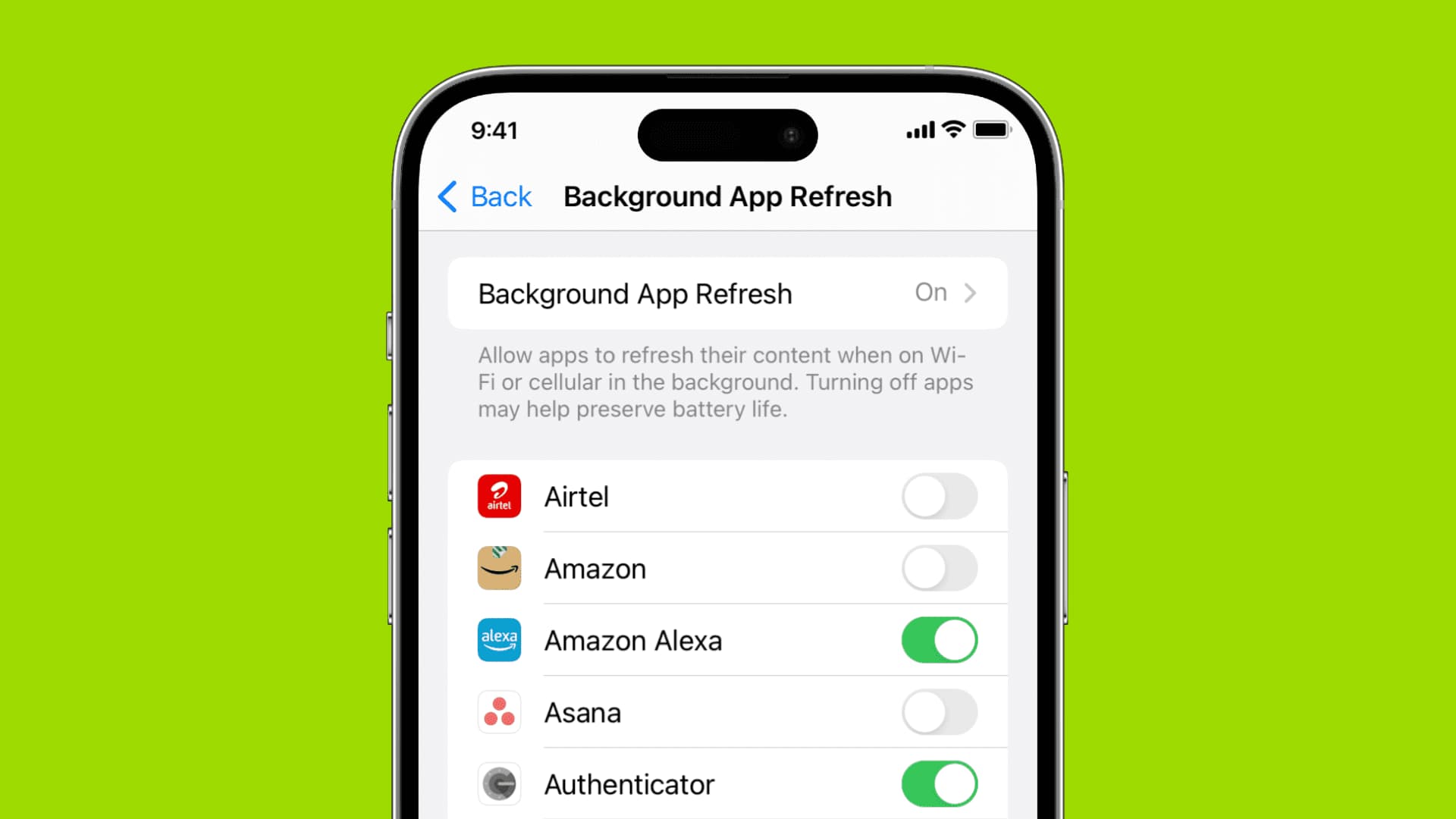 خاموش کردن Background App Refresh و Location Service